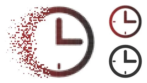 Damaged Pixelated Halftone Time Icon Stock Illustration