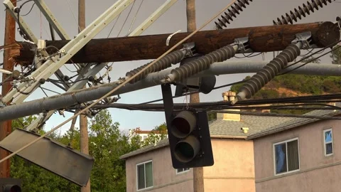 Damaged Power Lines From Strong Winds Stock Footage 309409910