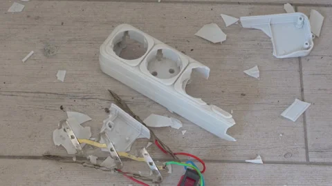 Damaged power strip housing Stock-Footage 329616503