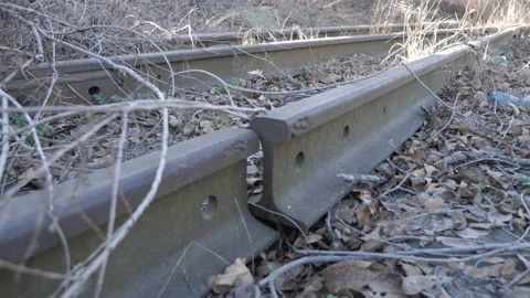 Damaged Railway Track. Close Up Stock Footage 172142564