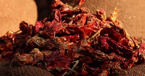 Damaged Red chilies in Market Stock Footage 324030516