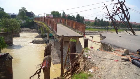 Damaged road network after earthquake Stock Footage 321041947
