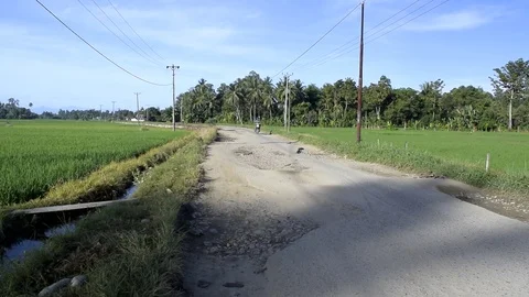 Damaged road in rural area 動画素材 105095047