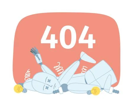 Damaged robot vector empty state color illustration 스톡 일러스트