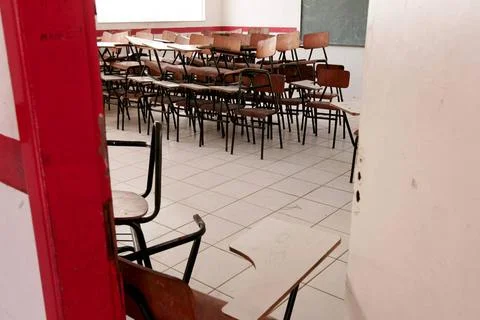  damaged school furniture porto seguro, bahia / brazil - september 3, 2010... Stock Photos