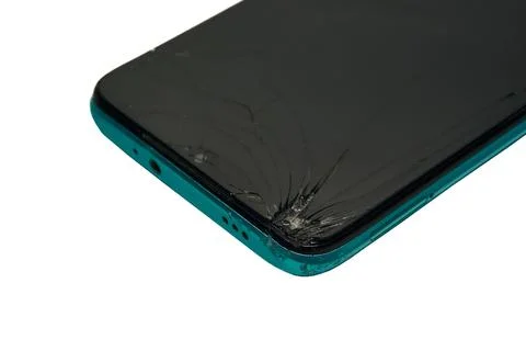 Damaged screen and damage to the cell phone case after a fall Stock Photos