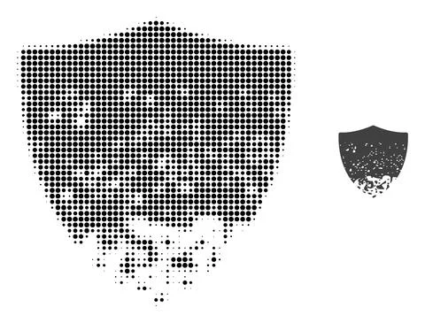 Damaged Shield Halftone Dotted Icon Stock Illustration