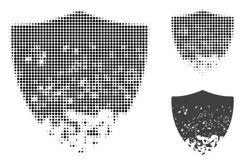 Damaged Shield Halftone Dotted Icon 스톡 일러스트