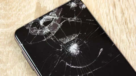 Damaged smartphone screen properly. Restoration, repair, warranty,animation Video stock 336733097