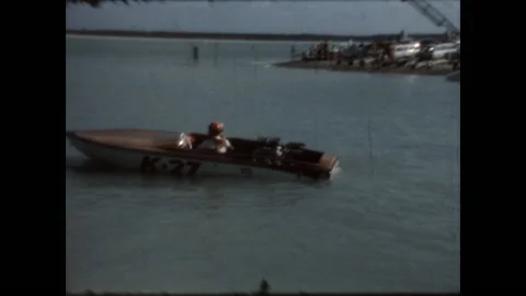 Damaged Speedboat Returns 1965 Video stock 150229234