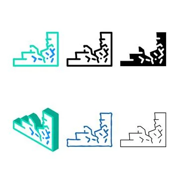 Damaged stair color icon vector edition line Stock Illustration