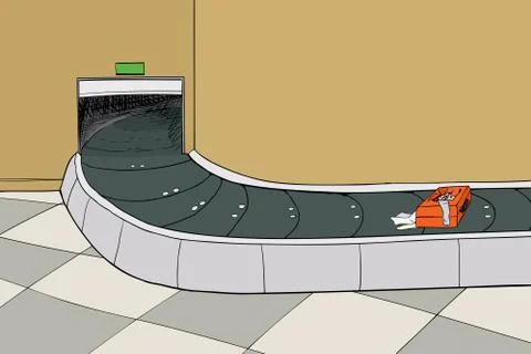 Damaged Suitcase in Baggage Claim Stock Illustration