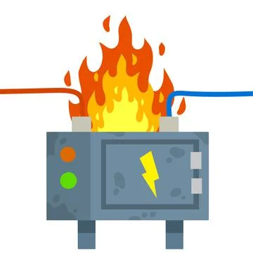 Damaged Switchboard. Cartoon flat illustration Stock Illustration