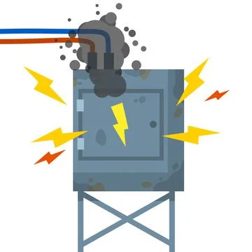 Damaged Switchboard. Cartoon flat illustration Stock Illustration