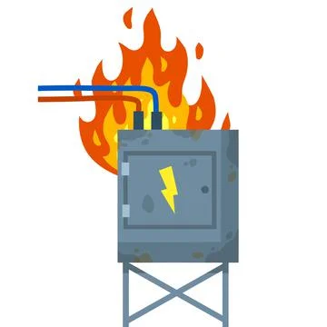 Damaged Switchboard. Cartoon flat illustration 스톡 일러스트