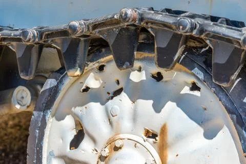 Damaged tank wheels Stock Photos