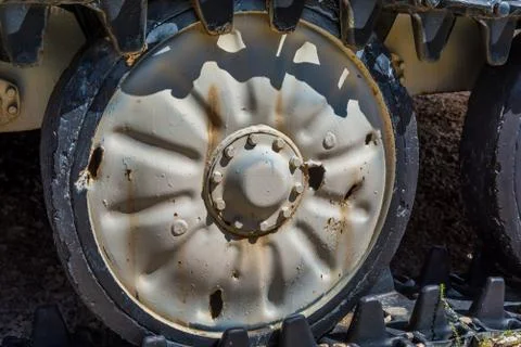 Damaged tank wheels Stock Photos