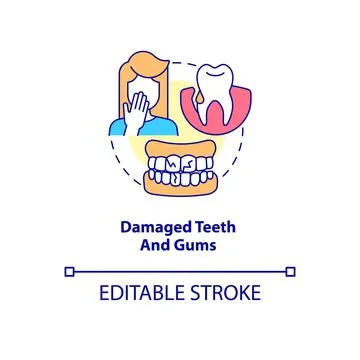 Damaged teeth and gums concept icon イラスト素材