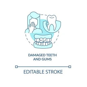 Damaged teeth turquoise concept icon Illustrazione stock