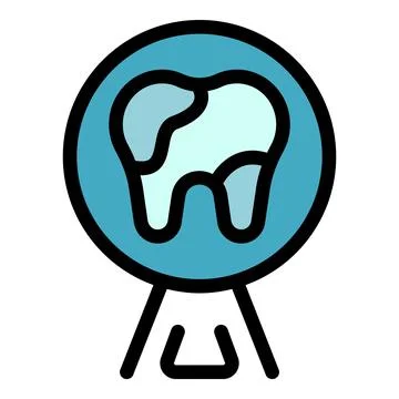 Damaged tooth showing spots of decay under magnifying glass Stock Illustration