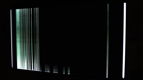 Damaged TV Screen Showing Vertical Colored Lines And Display Glitches Stock Footage 342748362
