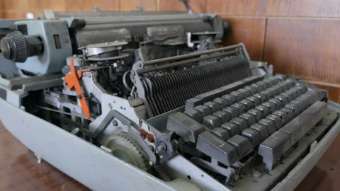 The damaged typewriter. Slider view Stock Footage 95265149
