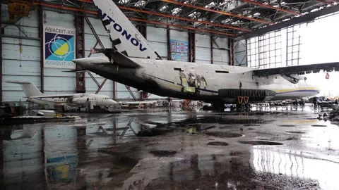 Damaged ukrainian airplane Stock Footage 238724704