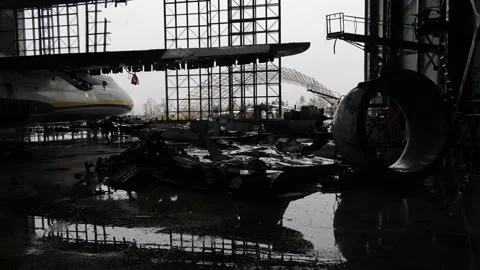 Damaged ukrainian airplane Stock Footage 238724705