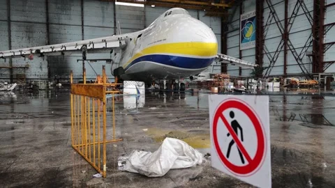 Damaged ukrainian airplane Stock Footage 238724792