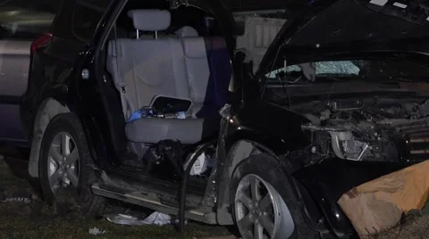 Damaged Vehicle in Collision  Stock Footage 59995421