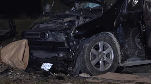 Damaged Vehicle in Collision  Stock Footage 59995634