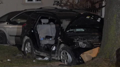 Damaged Vehicle in Collision Stock Footage 59995725