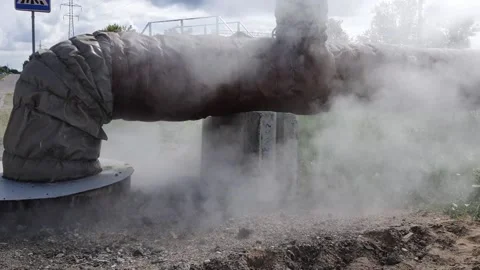 A damaged water pipe with steam. Stock Footage 207707692