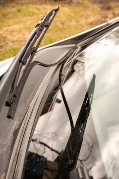 Damaged Windshield Wiper Blade Needs Replacement Stock Photos