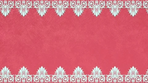 Damask background with border, red holiday pink winter template, greeting card Stock Footage 171140119