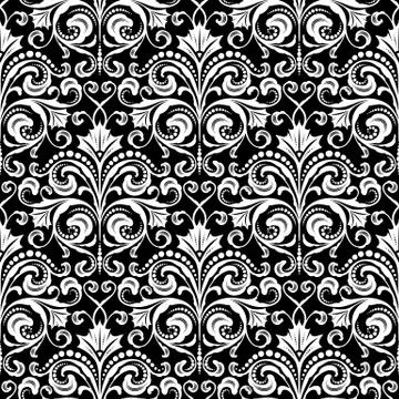 Damask black and white pattern Stock Illustration