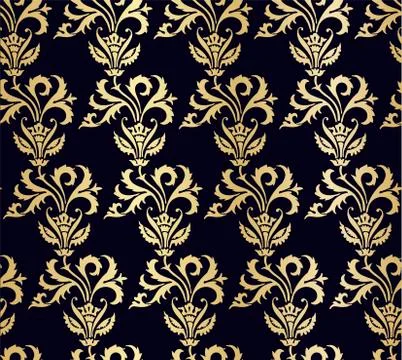 Damask design luxury vector seamless pattern flowery gold Stock Illustration