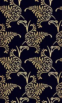 Damask design luxury vector seamless pattern flowery gold Stock Illustration