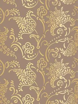 Damask design luxury vector seamless pattern flowery gold Stock Illustration