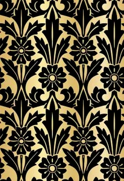 Damask design luxury vector seamless pattern flowery gold Stock Illustration