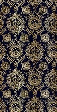Damask design luxury vector seamless pattern flowery gold Stock Illustration