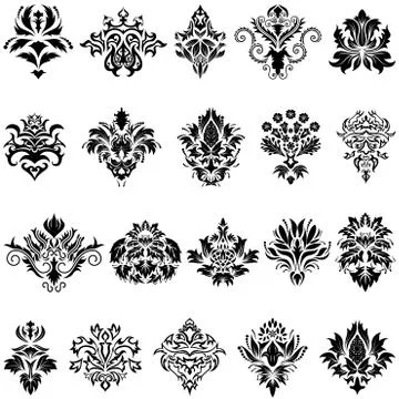 Damask emblem set Stock Illustration