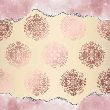 Damask floral motif gradient pattern on a light background marble glitter Stock Illustration