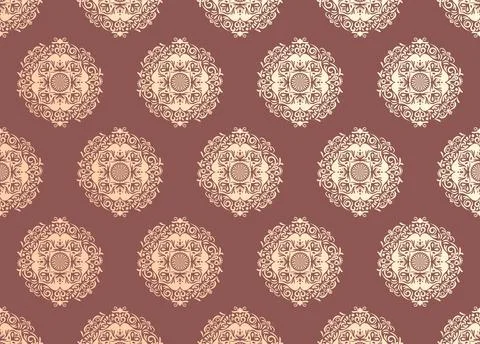 Damask floral motif pattern on a choc brown background. Stock Illustration