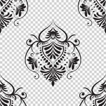 Damask floral motif tile pattern. Luxury wallpaper texture ornament decor. 스톡 일러스트