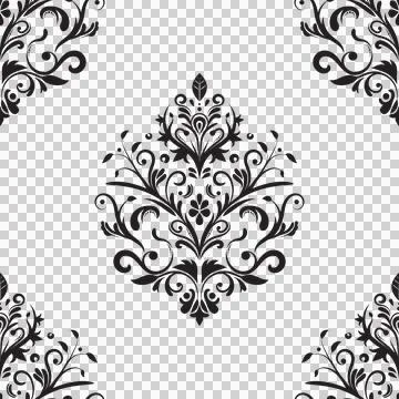 Damask floral motif tile pattern. Luxury wallpaper texture ornament decor. Stock Illustration