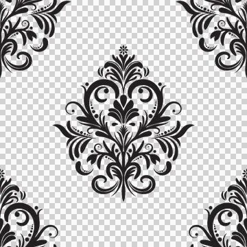 Damask floral motif tile pattern. Luxury wallpaper texture ornament. Stock Illustration