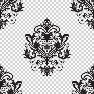 Damask floral motif tile pattern. Luxury wallpaper texture ornament. Illustrazione stock