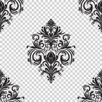 Damask floral motif tile pattern. Luxury tile isolated element. Stock Illustration