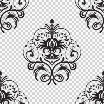 Damask floral motif tile pattern. Luxury wallpaper texture ornament. Stock Illustration